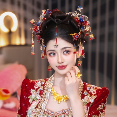 2025新款中式新娘头饰秀禾服龙凤褂汉服古风发饰古装婚礼结婚饰品