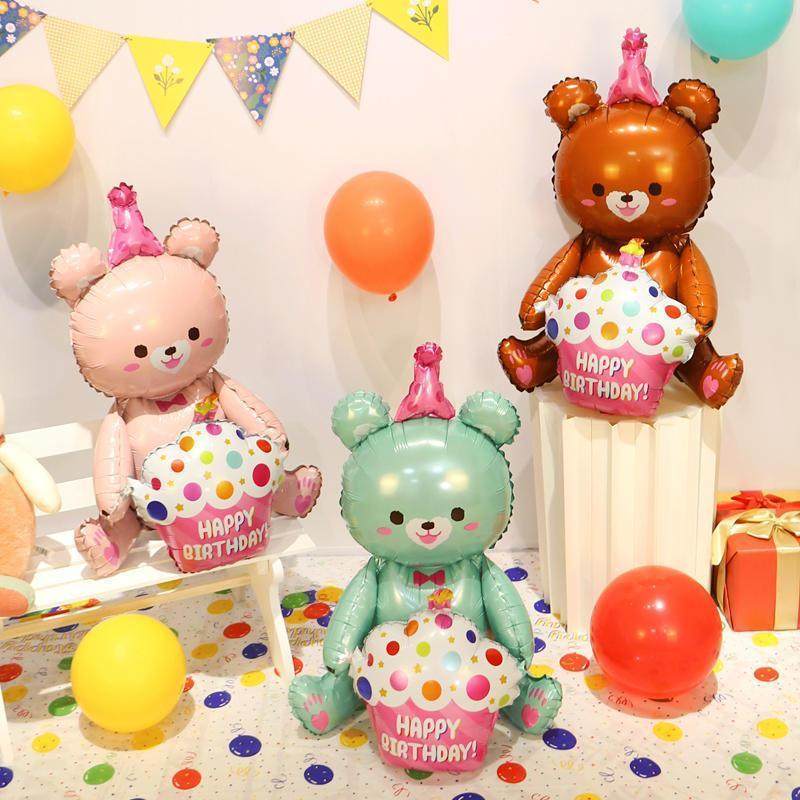 ins立体4D坐立熊生日蛋糕儿童宝宝周岁卡通铝膜气球派对装饰布置,节庆用品/礼品,气球,淘宝优惠券,粉丝福利购,淘宝优惠卷