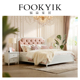福溢家居 FOOKYIK法式 奶油风实木床双人主卧软包床粉色公主床