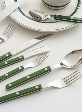 〈青森食堂〉法国代购Sabre Paris酒馆绿色亮面不锈钢叉勺刀餐具