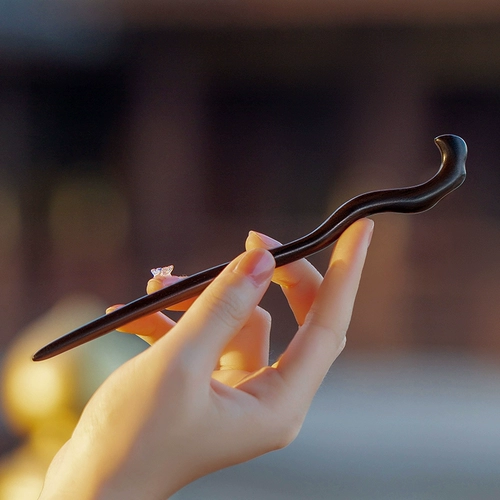 Деревянная китайская шпилька, заколка для волос из черного дерева Эбен из сандалового дерева, китайский стиль, изысканный стиль