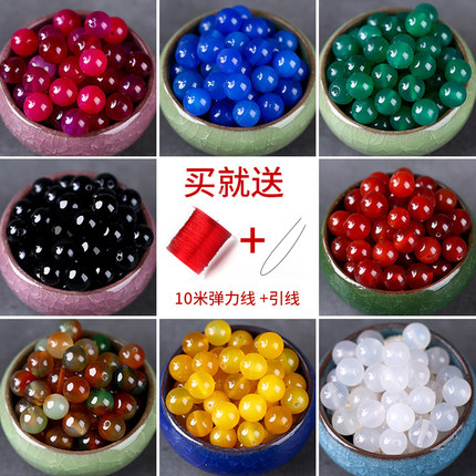 天然黑红玛瑙珠子散珠配饰配件水晶手链手串配珠串珠手工diy材料