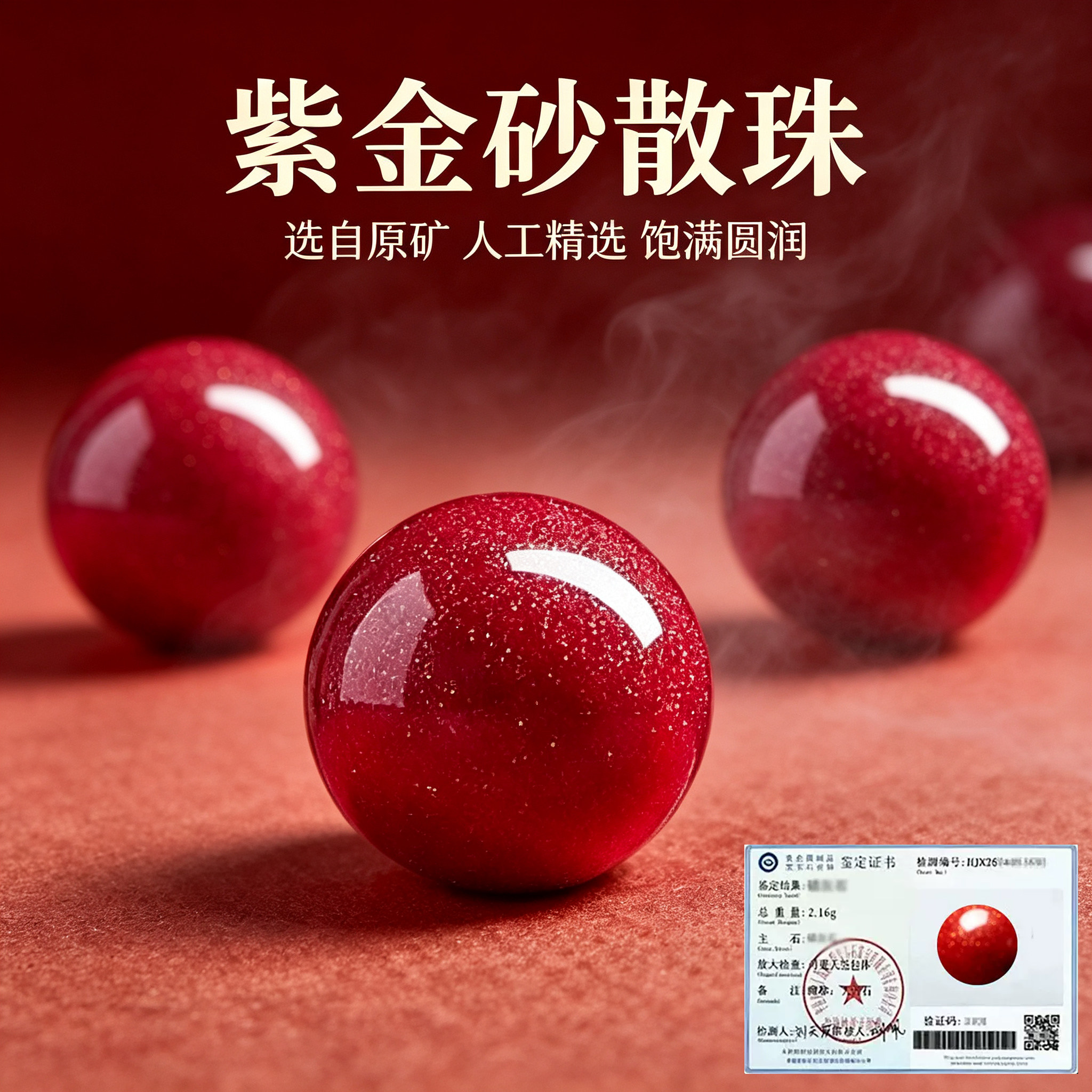 天然紫金砂散珠帝王沙朱砂子单珠高含量手串珠子diy手链串珠配珠