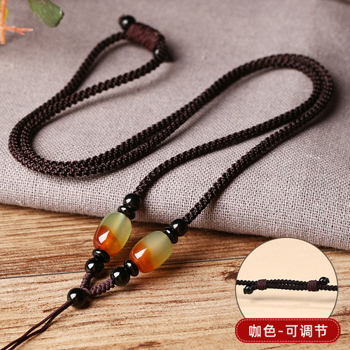 孔雀玛瑙吊坠挂绳可调节项链绳