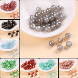 天然灰月光石散珠手串小珠子diy材料串珠饰品配件手链珠串小圆珠