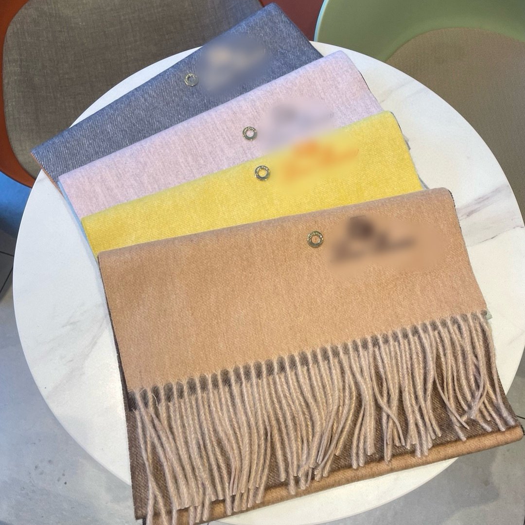 LP双面渐变色韩版纯山羊绒围巾女冬季百搭流苏披肩保暖长方形围脖