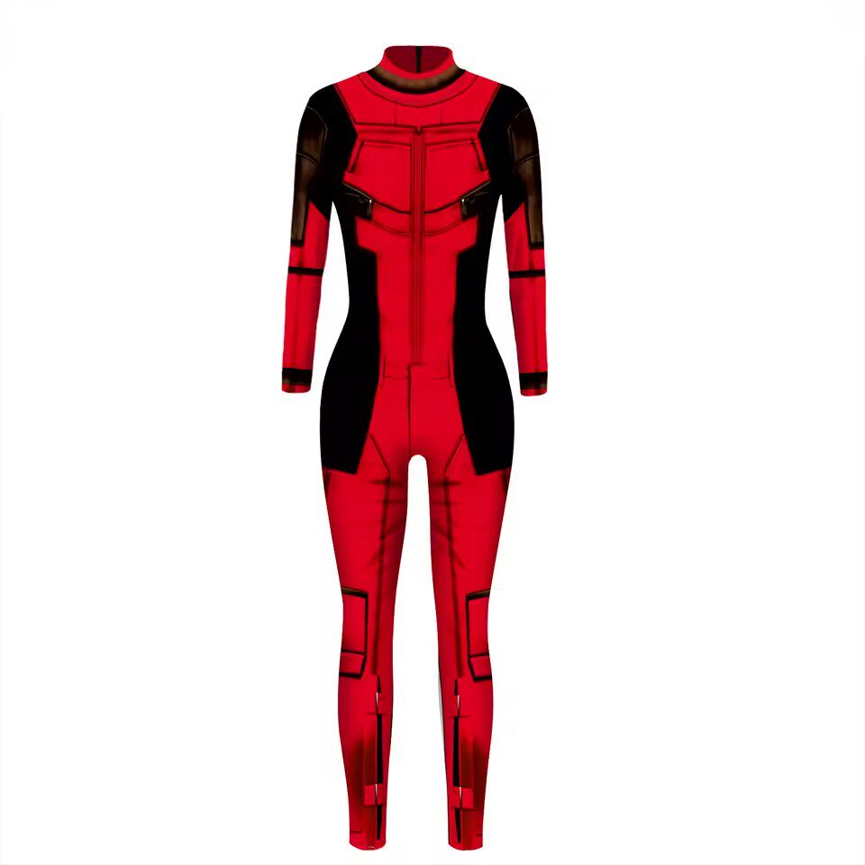 跨境热卖死侍3D印花连体紧身衣舞台表演服弹力Zentai