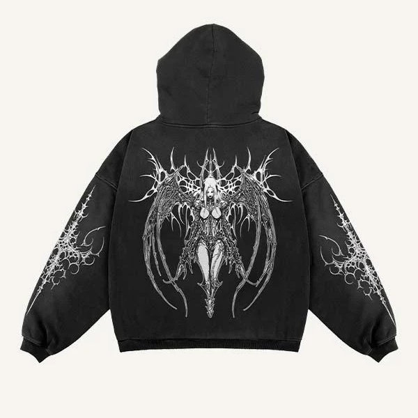 外贸新款天使翅膀动漫图案3D印花卫衣cos套头男女潮流卫衣hoodie
