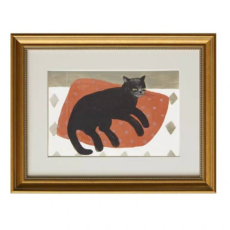 玛丽芬顿 艺术家装饰画黑白羊猫小众玄关餐厅卧室客厅电表箱挂画