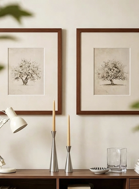 苹果树》素描艺术挂画法式中古风客厅装饰画美式复古玄关卧室壁画