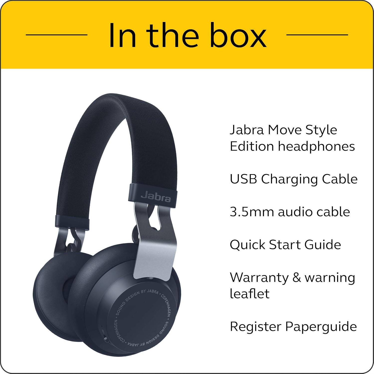 Jabra Move Bluetooth On-Ear Headphones, Ultra-Light Comfort