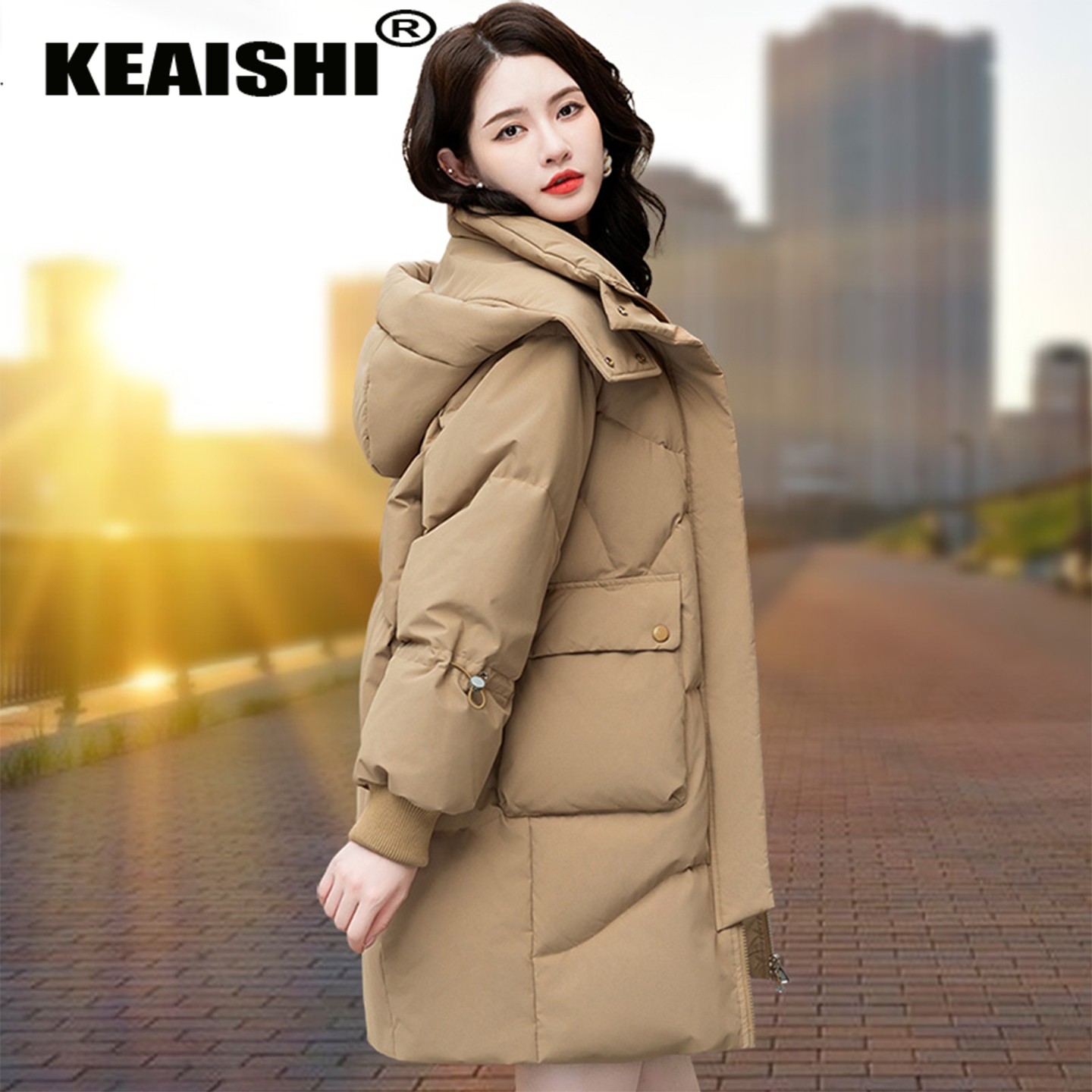 KEAISHI羽绒服女冬季2025新款时尚中年妈妈冬装加厚保暖中长外套