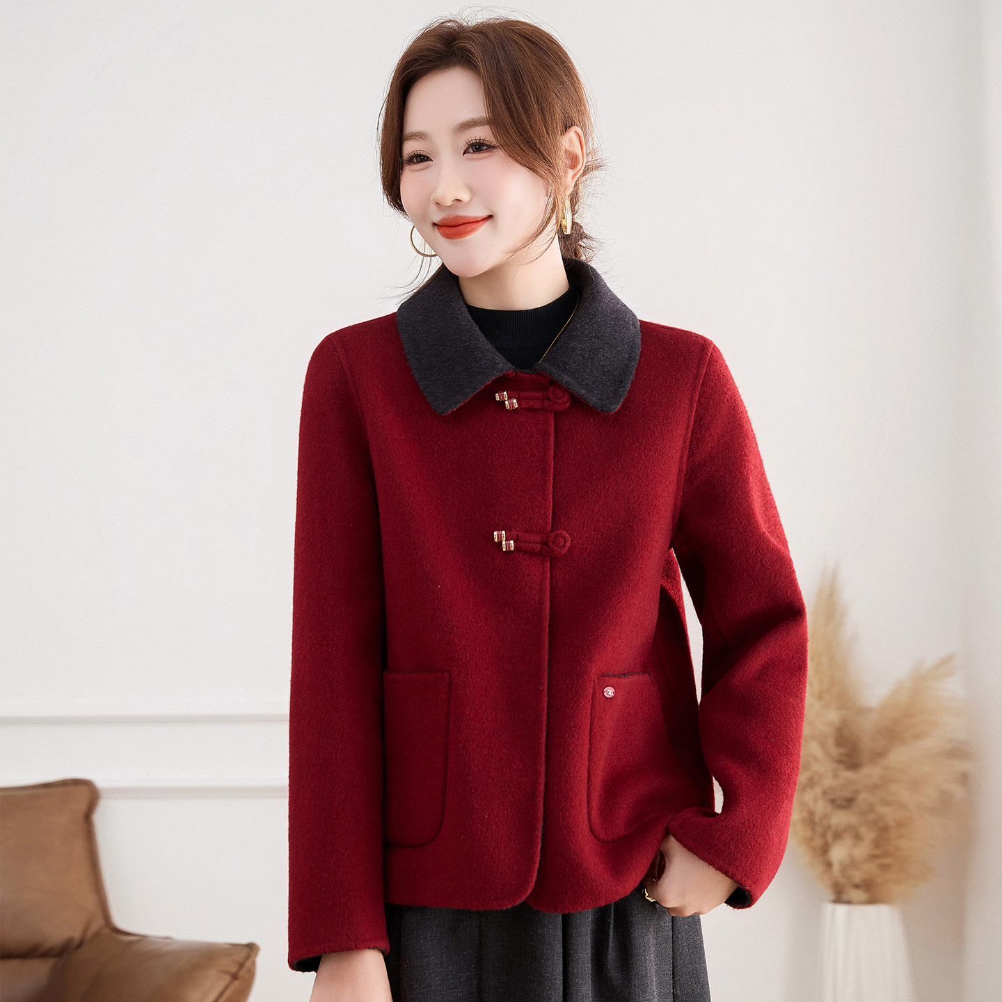 KEAISHI香港轻奢女装春季新款时尚气质显瘦毛呢外套高端品牌大衣