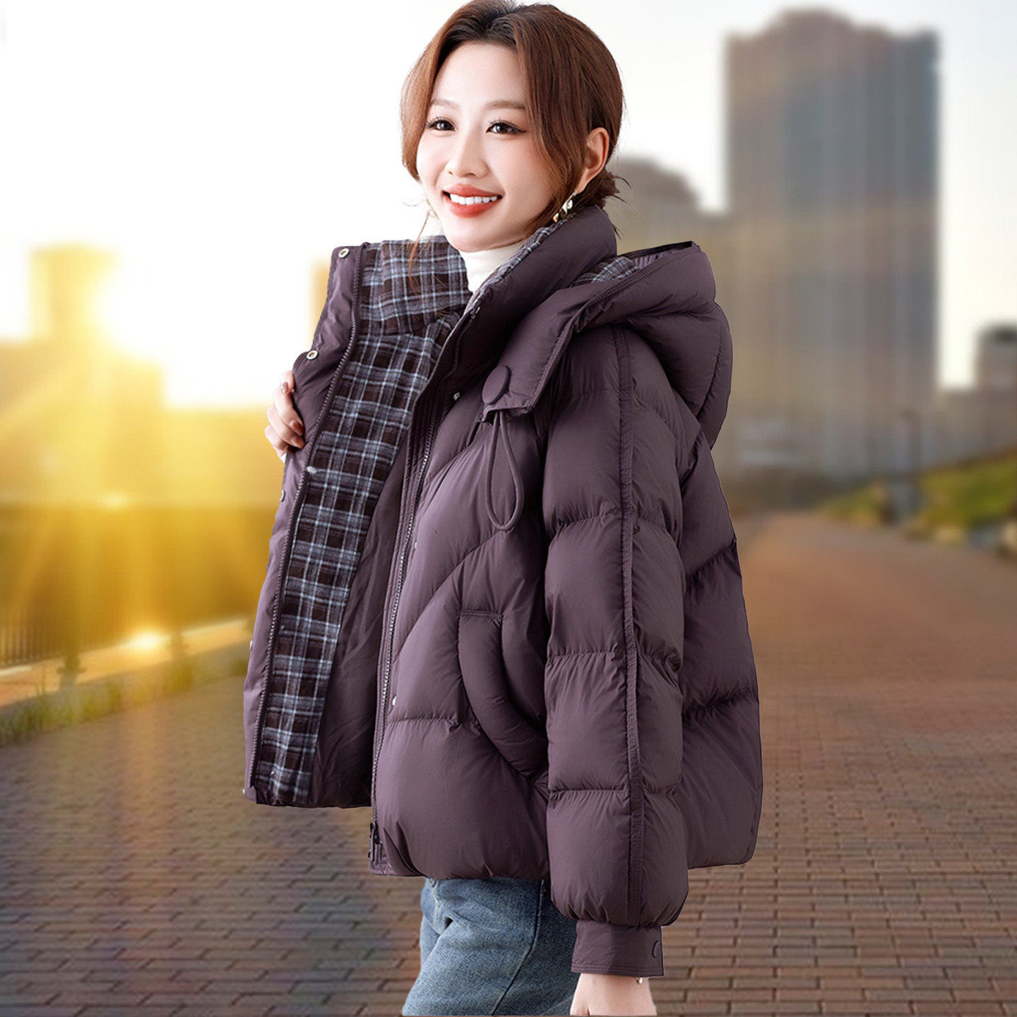 KEAISHI香港轻奢2026冬季小个子妈妈洋气羽绒服高端品牌气质外套