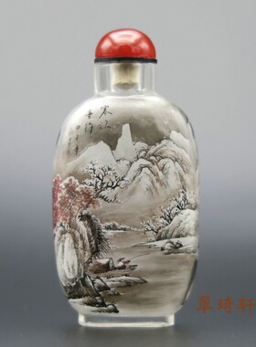 北京鼻烟壶 翠琦轩内画 北京内画 内画鼻烟壶 山水画 寒江垂钓