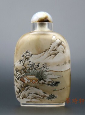 北京鼻烟壶 翠琦轩内画  北京内画 内画鼻烟壶 古代山水 山水画