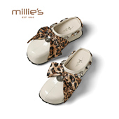 妙丽豹纹蝴蝶结包头拖女春季 新款 MILLIE 外穿穆勒鞋 休闲一脚蹬
