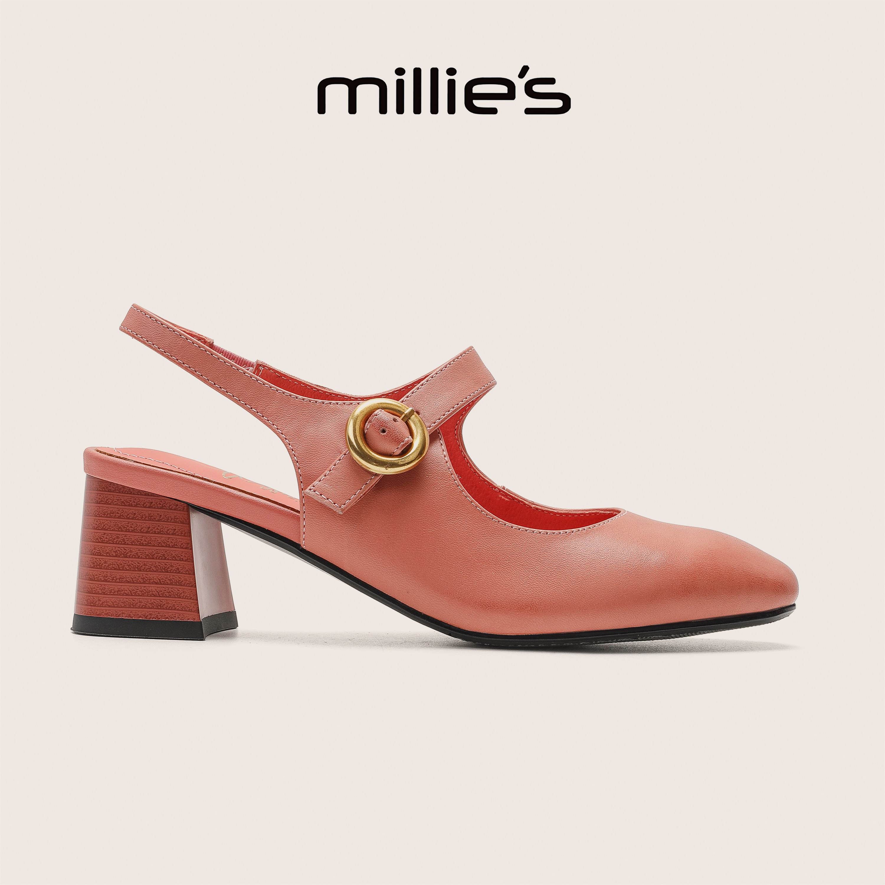 MILLIE'S/妙丽官方旗舰店夏季超火复古粗跟浅口单鞋百搭舒适女鞋C