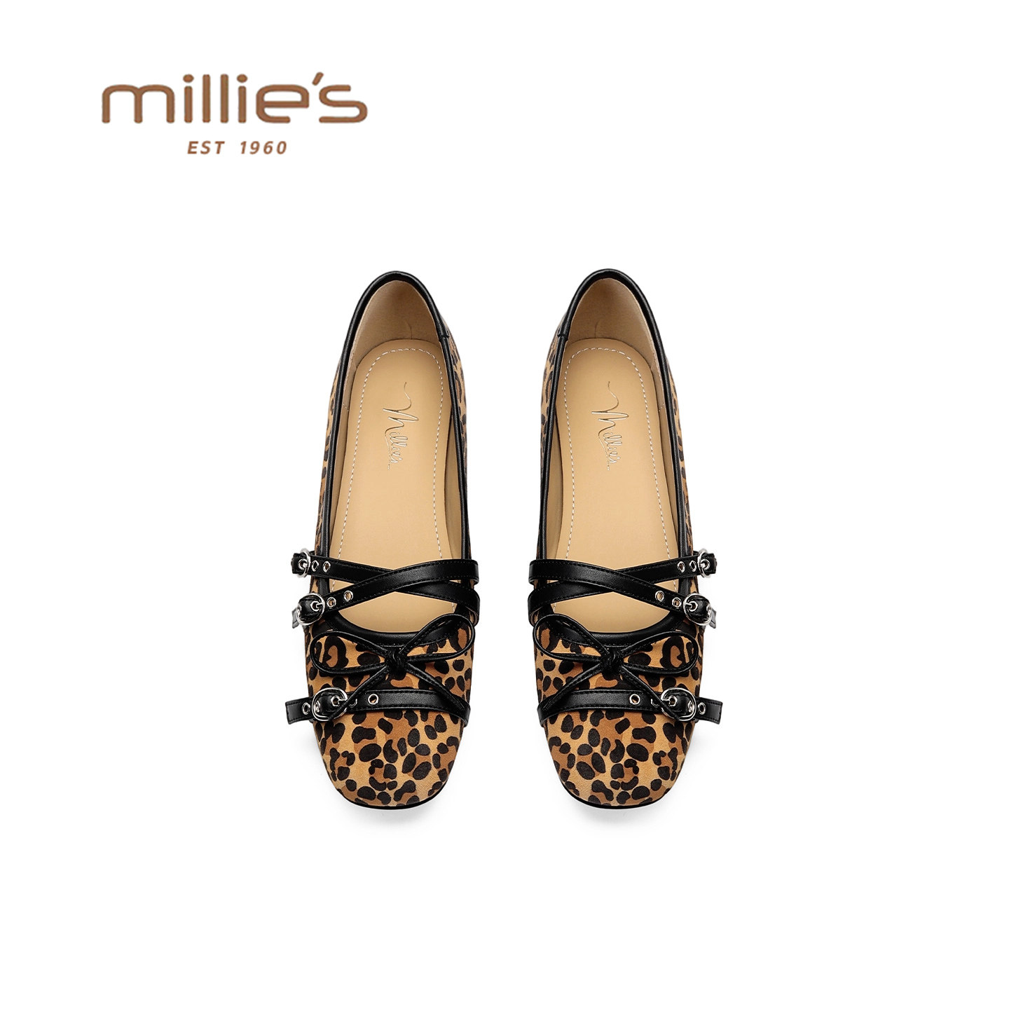 MILLIE'S/妙丽豹纹绑带玛丽珍鞋女春季平底一脚蹬时尚芭蕾舞鞋,女鞋,浅口单鞋,淘宝优惠券,粉丝福利购,淘宝优惠卷