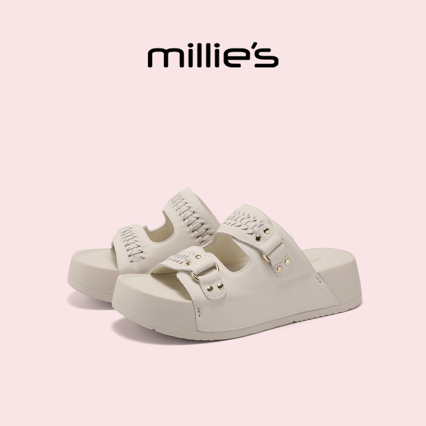 MILLIE'S/妙丽勃肯鞋女2026新款夏季外穿一字拖软底不累脚凉拖鞋