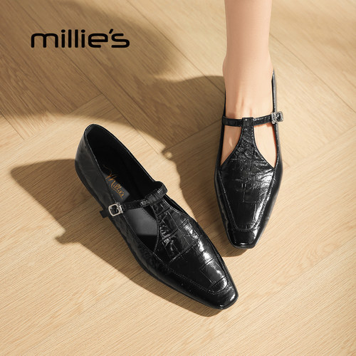 妙丽法式羊皮软底玛丽珍鞋