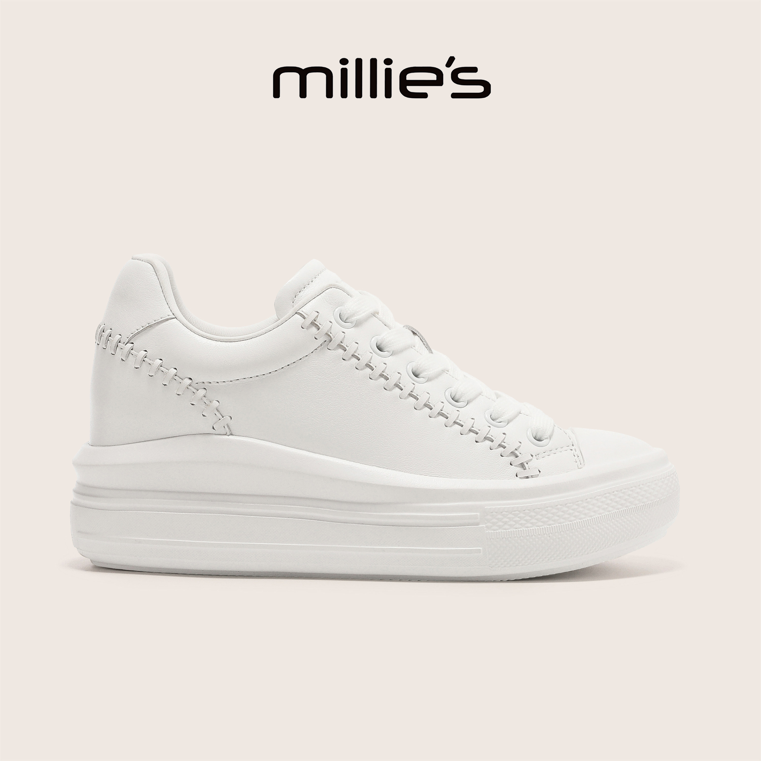 MILLIE'S/妙丽官方旗舰店秋季厚底小白鞋女增高显瘦百搭休闲鞋C