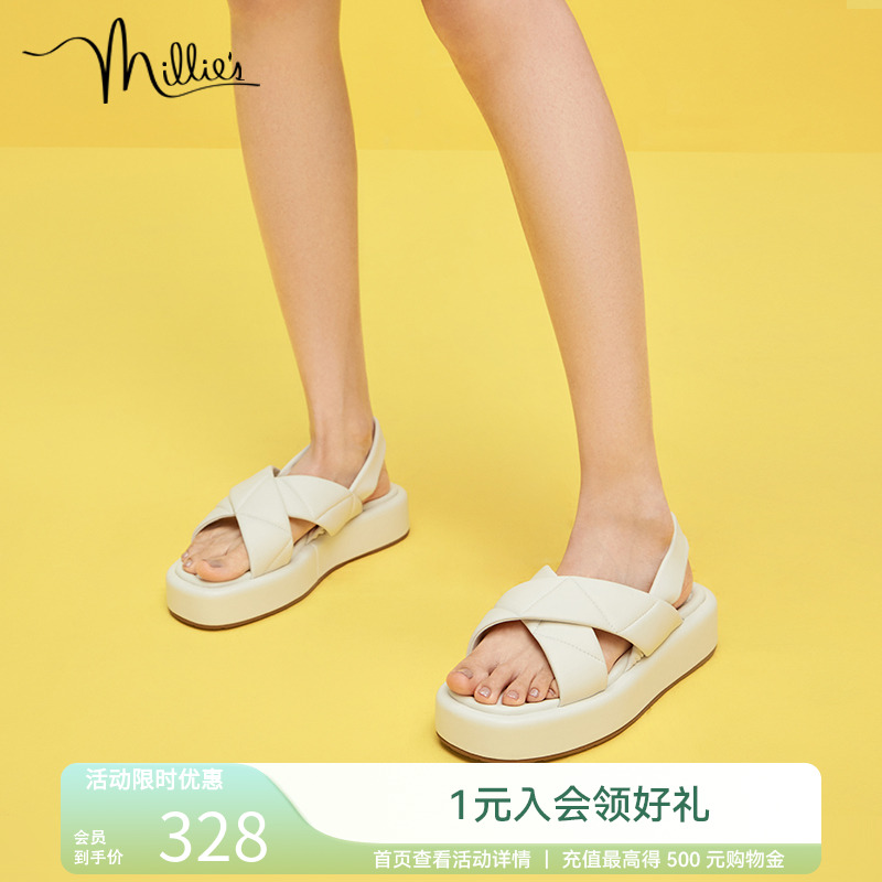 厚底休闲商场同款羊皮妙丽凉拖鞋