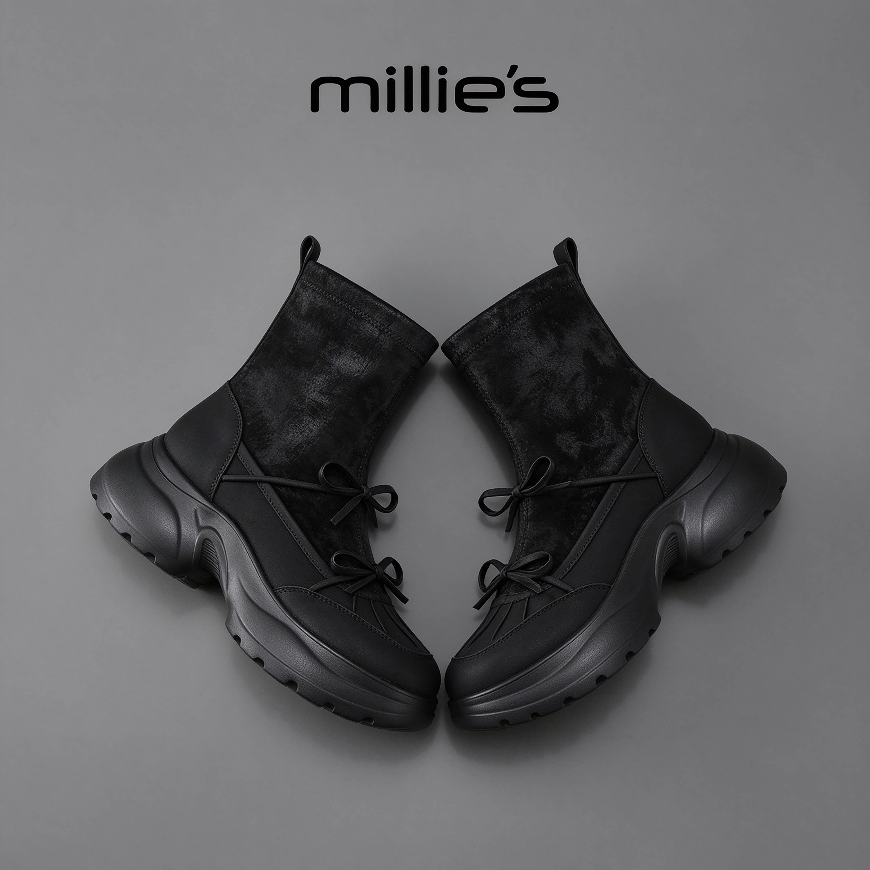 MILLIE'S/妙丽官方旗舰店冬季加绒保暖时装靴百搭增高蝴蝶结装饰C