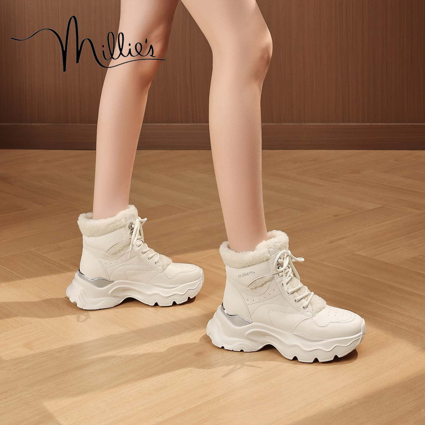 妙丽厚底雪地靴女款2025新款靴子女冬季加绒加厚高帮马丁靴大棉靴