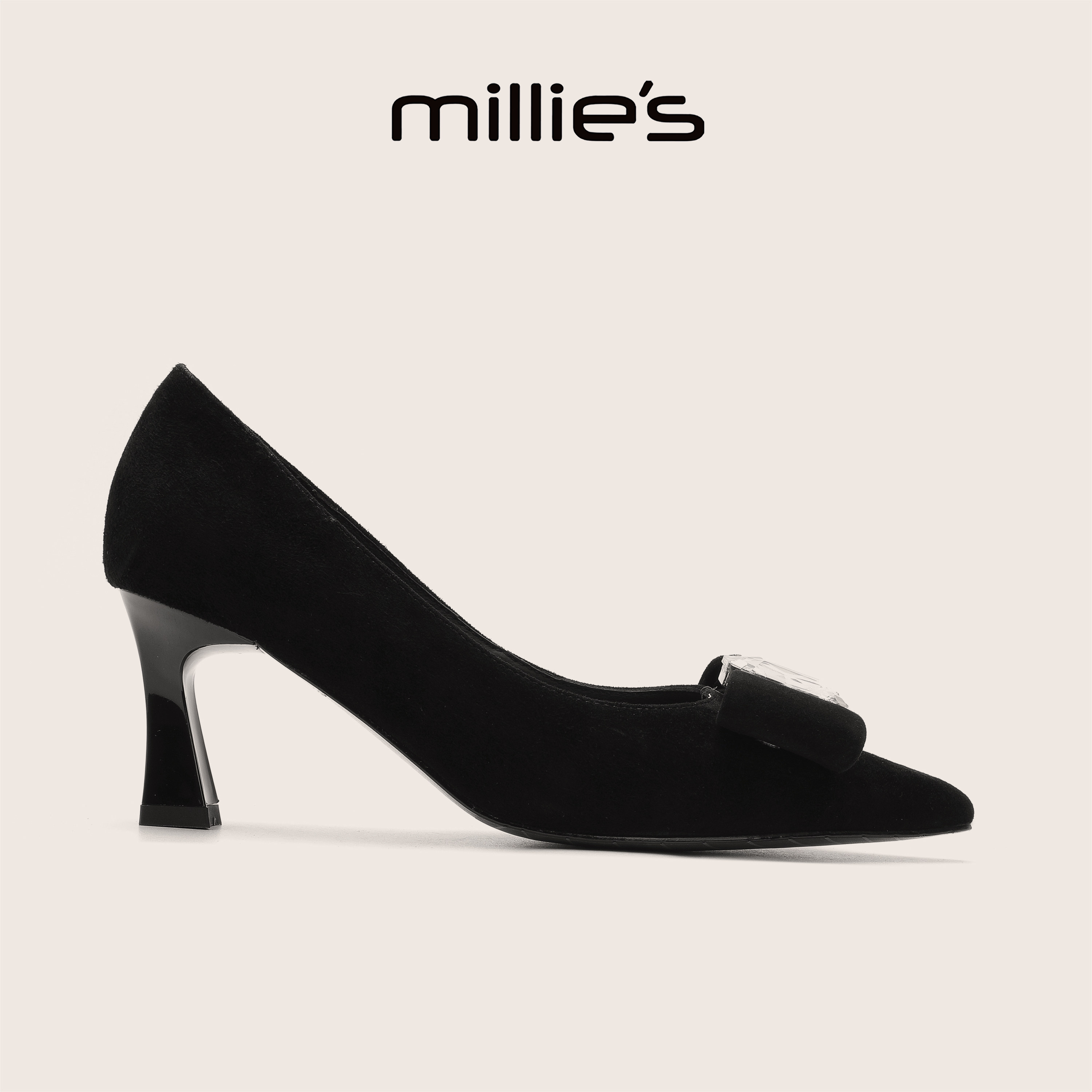 MILLIE'S/妙丽官方旗舰店秋季优雅蝴蝶结尖头浅口单鞋女气质百搭C
