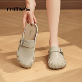外穿一脚蹬懒人包头拖鞋 妙丽真皮勃肯鞋 春季 女2026新款 MILLIE