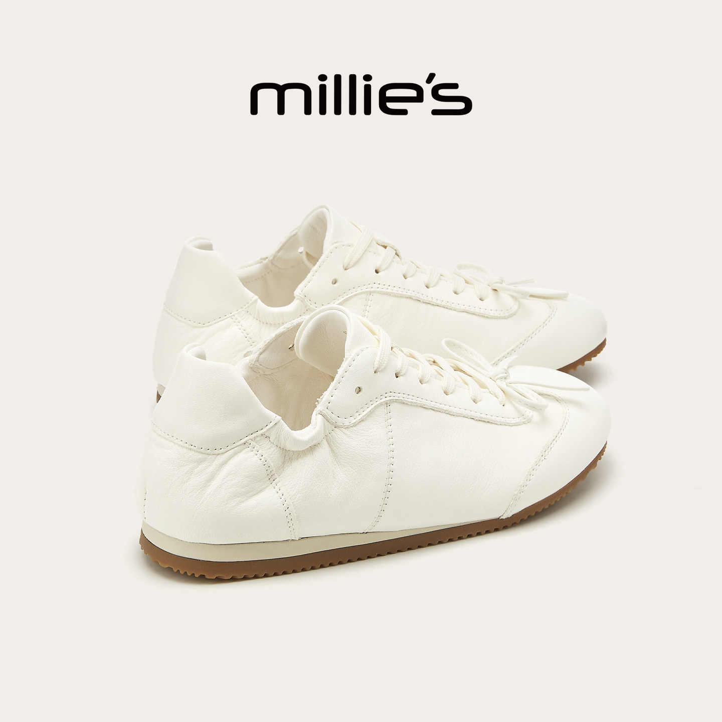 MILLIE'S/妙丽平底休闲鞋女2026春季时尚德训鞋蝴蝶结运动风女鞋,女鞋,时尚休闲鞋,淘宝优惠券,粉丝福利购,淘宝优惠卷