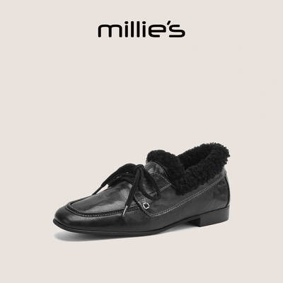 妙丽官方旗舰加绒乐福鞋
