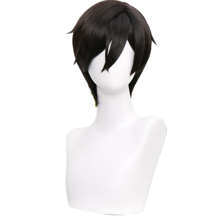 【漫囧】时空中的绘旅人 艾因cosplay假发 牧首 仿真头皮黑色现货
