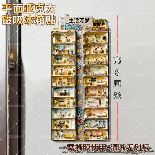 2026爆款城市生活图鉴家的N种模式文创亚克力磁吸冰箱贴新年礼物