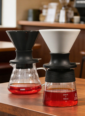 koonan手冲聪明杯咖啡壶套装咖啡器具v60陶瓷莲花纹咖啡滤杯闷蒸