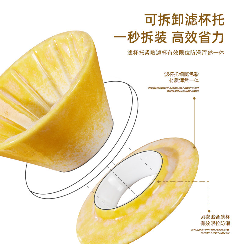 koonan卡纳窑变陶瓷V60滤杯 锥形滴滤试过滤器 手冲咖啡过滤杯