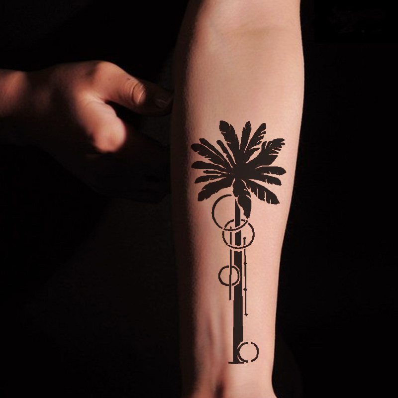 陈冠希同款椰子树纹身模板纹身膏果汁喷绘纹绣通用加厚可重复用