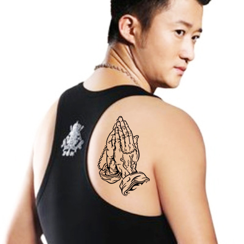 祈祷之手佛手佛珠纹身模板可重复用镂空板海娜膏果汁喷绘纹绣通用