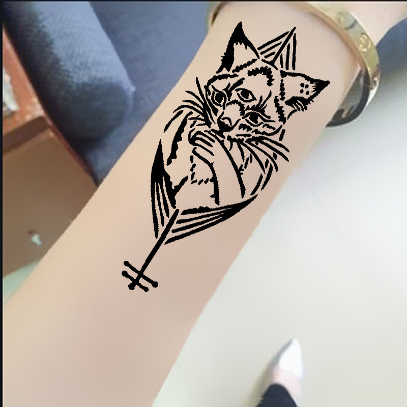 三眼招财猫纹身模板纹身膏果汁喷绘纹绣通用镂空板加厚可重复用