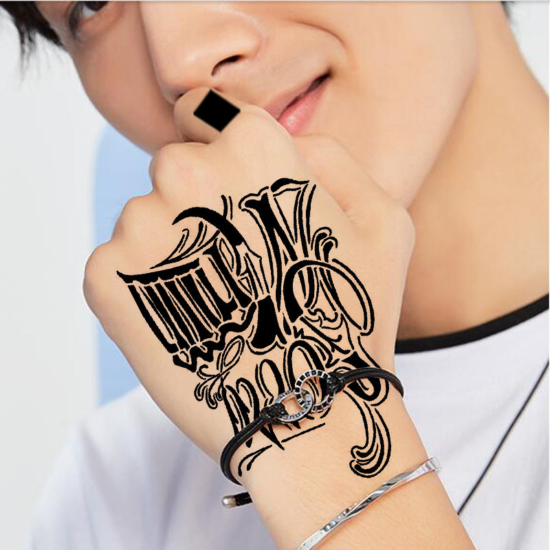 欧美风暗黑系花手背镂空纹身模板海娜膏果汁纹绣通用模版潮流新趋