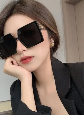韩版ins潮2026网红大方框黑色墨镜女大框大脸显瘦时尚街拍太阳镜