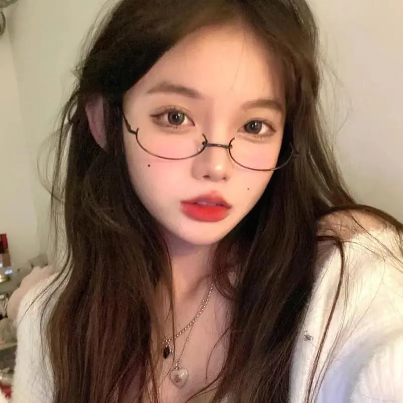 cosplay下半框禁欲风装饰眼镜网红无边框二次元御姐女jk软妹镜架