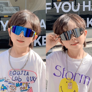 新款男童户外骑行太阳镜运动男孩炫彩眼镜儿童防紫外线女童墨镜3