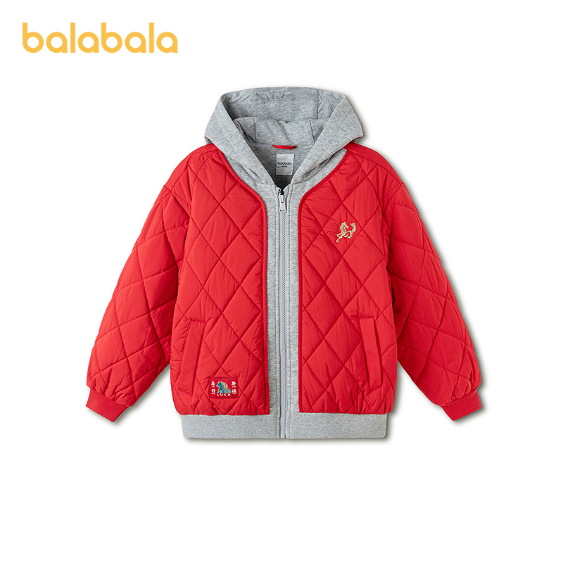 【balaOne】巴拉巴拉童装儿童外套男女童2025年新款春装棉服拼接