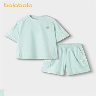 套装 新款 中大童运动防晒两件套2024夏装 巴拉巴拉男童女童短袖 童装