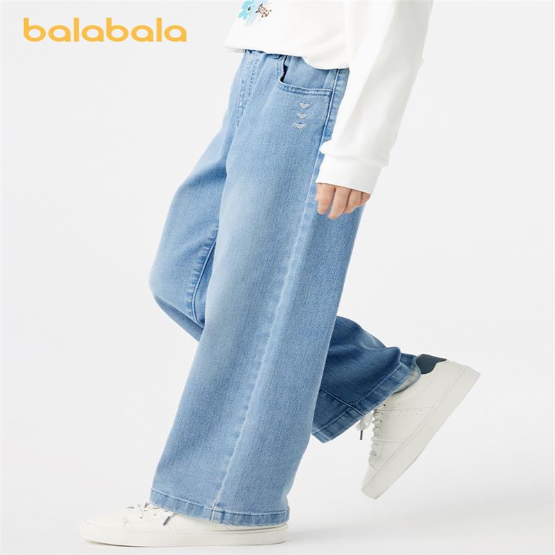 巴拉巴拉女童牛仔裤大童休闲直筒裤儿童长裤裤子2025秋季新款童装