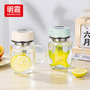 可爱玻璃杯家用水杯女高颜值带把手办公室耐高温泡茶杯子新款2025