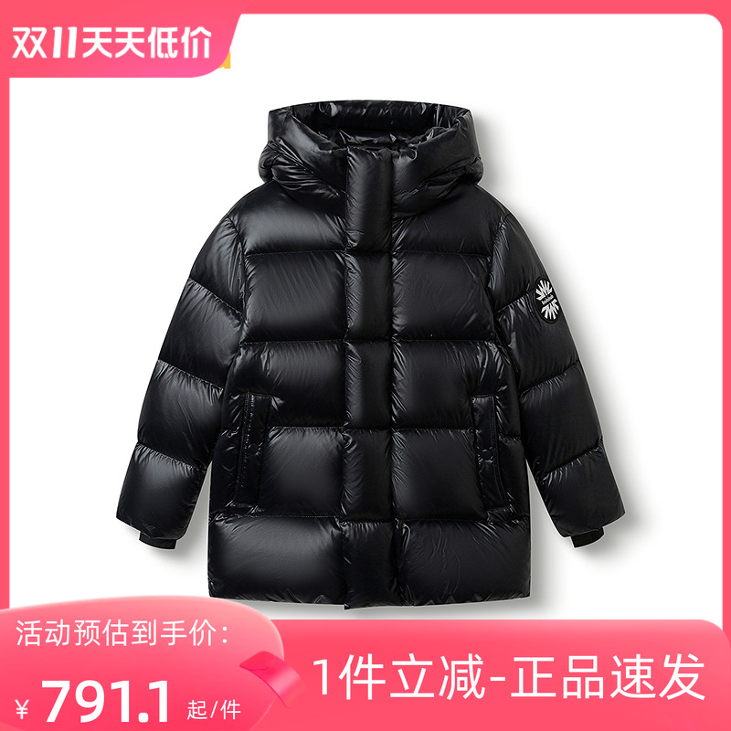 【商场同款】巴拉巴拉童装儿童黑标鹅绒羽绒服女童男童2025连帽冬