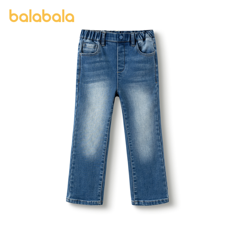 【premium】巴拉巴拉高端线24冬软弹抓绒牛仔裤松紧温暖长裤女